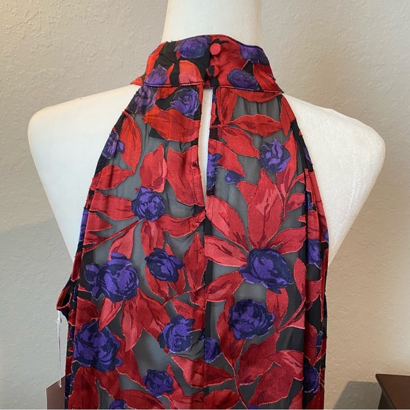 Worthington Floral Halter Neck Top - Red and Purple - Picture 4 of 14